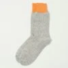 RoToTo 'Silk & Cotton' Double Face Crew Sock - Light Orange/Light Grey -Hartford Sale Store ROTOTO DOUBLEFACESILKCOTTONSOCKS GREY