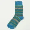 RoToTo 'Fairisle' Jacquard Crew Sock - Blue -Hartford Sale Store ROTOTO JACQUARDFAIRISLESOCKS BLUE