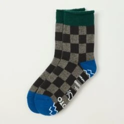 RoToTo 'Checkerboard' Pile Room Sock - Grey