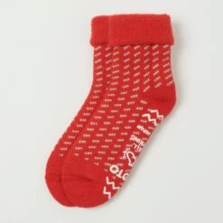 RoToTo Bird's Eye Comfy Room Sock - Scarlet