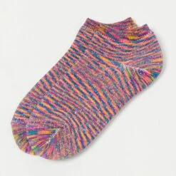 RoToTo Washi Pile Short Sock Kasuri - Rainbow
