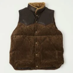 Shangri-La Heritage 'Bivacco' Western Down Suede Vest - Testa Di Moro Brown