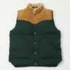 Shangri-La Heritage 'Bivacco' Western Down Vest - Forest Green -Hartford Sale Store SHANGRILA PUFFERSUEDEVEST GREENTAN