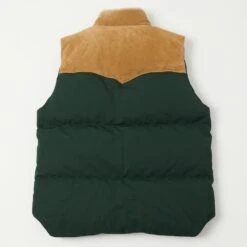 Shangri-La Heritage 'Bivacco' Western Down Vest - Forest Green -Hartford Sale Store SHANGRILA PUFFERSUEDEVEST GREENTAN1