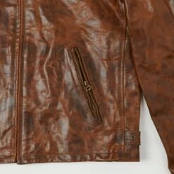 Shangri-La Heritage 'Varenne' Horsehide Leather Jacket - Whiskey -Hartford Sale Store SHANGRILA VARENNELEATHERJACKET WHISKEY3