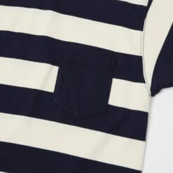 TOYS McCOY TMC2032 Bordered Stripe Pocket Tee - Ivory/Navy -Hartford Sale Store TOYSMCCOY TMC2032BORDERSTRIPETEE 041NAVYOFF2