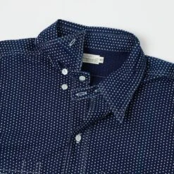 Warehouse 3025 Wide Awake Shirt - Indigo Dot Pattern -Hartford Sale Store WAREHOUSECO 3025WIDEAWAKESHIRT INDIGODOT6