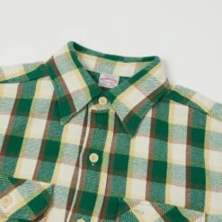 Warehouse & Co 3104 'E Pattern' Check Flannel Shirt - Green -Hartford Sale Store WAREHOUSECO 3104EPATTERNSHIRT GREEN3