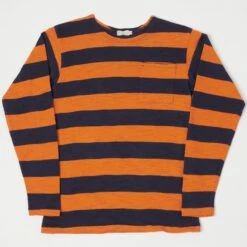 Warehouse & Co 4081 L/S Border Tee - Navy/Orange