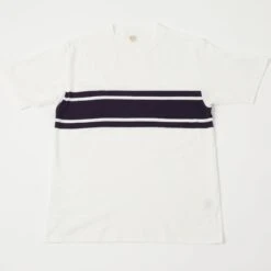 Warehouse & Co 4093 Panel Border Tee - Off White/Eggplant