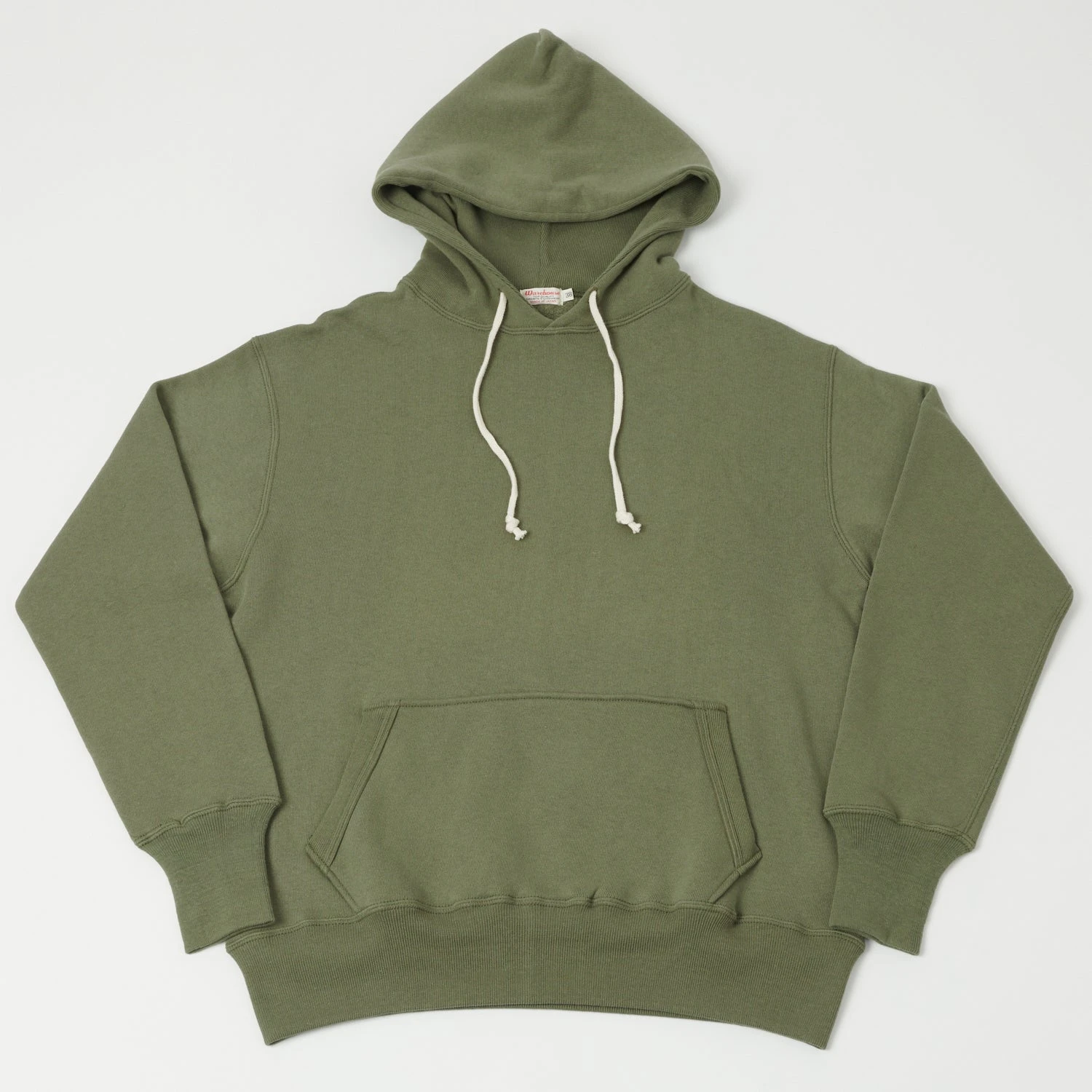 Warehouse & Co 450 Two Needle Hooded Sweatshirt - OD Green 3 Warehouse & Co 450 Two Needle Hooded Sweatshirt - OD Green