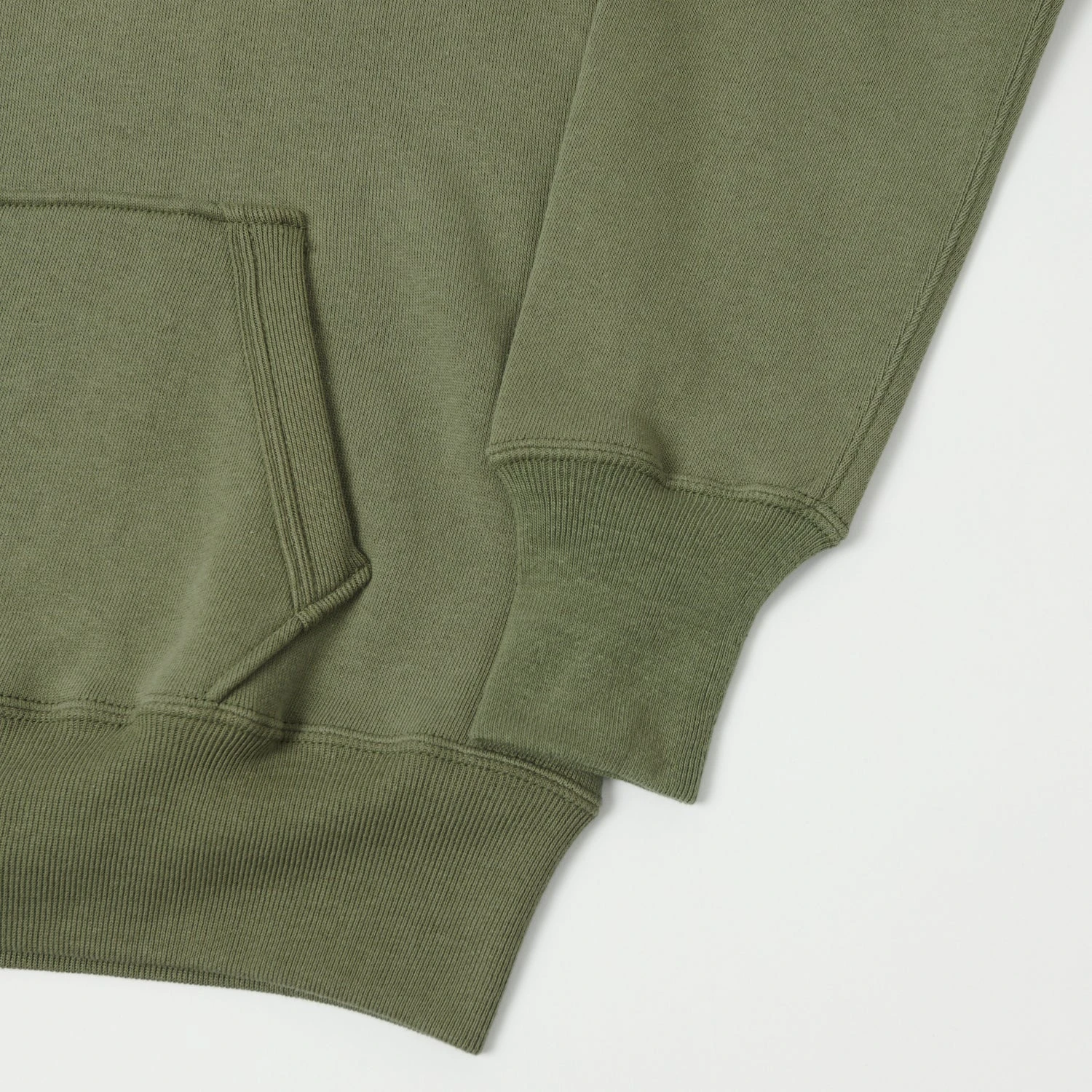 Warehouse & Co 450 Two Needle Hooded Sweatshirt - OD Green 5 Warehouse & Co 450 Two Needle Hooded Sweatshirt - OD Green - Image 3