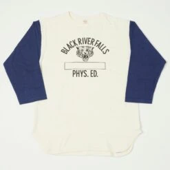 Warehouse & Co 'Black River Tigers' 4800 Baseball Tee - Cream/Navy