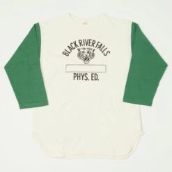 Warehouse & Co 'Black River Tigers' 4800 Baseball Tee - Cream/Green