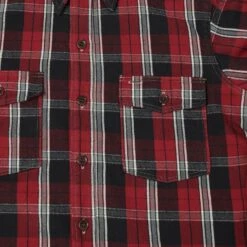 Warehouse & Co 3022 'G Pattern' Check Flannel Shirt - Red -Hartford Sale Store WAREHOUSECO FLANNELSHIRTGPATTERN REDOFFWHITE3