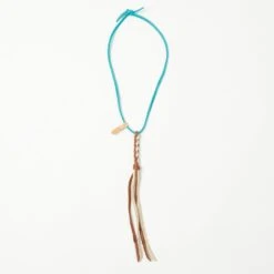 Yuketen Braided Leather Necklace - Cream/Rust