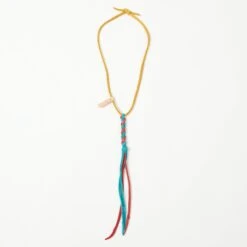 Yuketen Braided Leather Necklace - Turquoise/Red