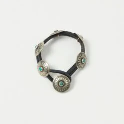 Yuketen Leather Bracelet W/ Concho - Black