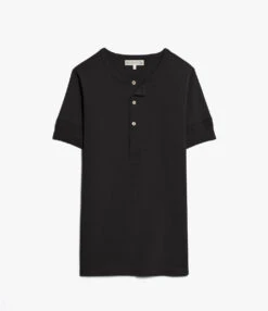 Merz B. Schwanen 207 Short Sleeve Henley - Charcoal