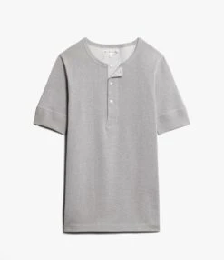 Merz B. Schwanen 207 Short Sleeve Henley - Grey Melange