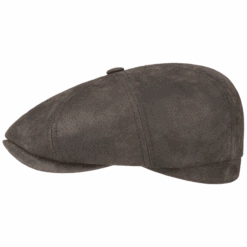 Stetson 6847102-63 Hatteras Pigskin Flat Cap - Dark Brown